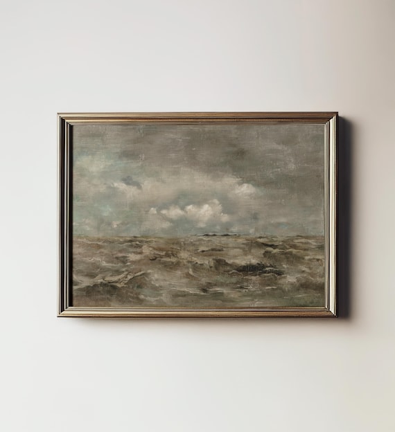 Moody Seascape Painting: Vintage Coastal Art Print (Printable Digital Download) 8-139