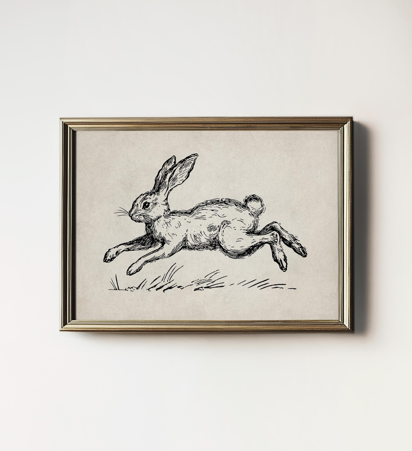 Rustic Rabbit Sketch Print: Neutral Nursery Decor (digital Download ...
