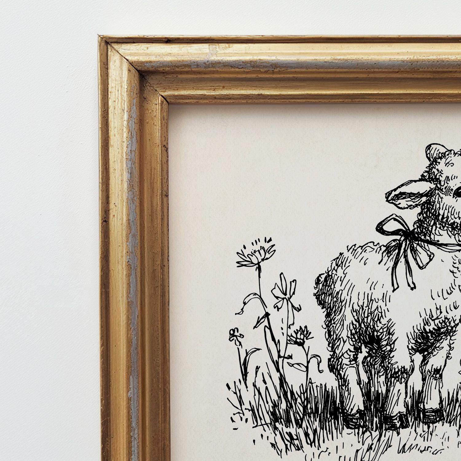 Farm Animal Nursery Art Print Set: Lamb & Duck Illustrations (digital ...