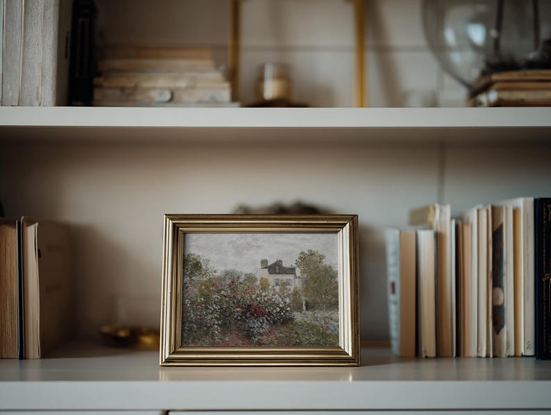 Pintura vintage de un jardín de rosas estilo cabaña: Arte de paisaje campestre (Descarga digital imprimible) 4-109 imagen 2