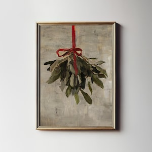 Weihnachten Mistelzweig Druck: Winter Bauernhaus Urlaub Dekor (Printable Digital Download) W-190