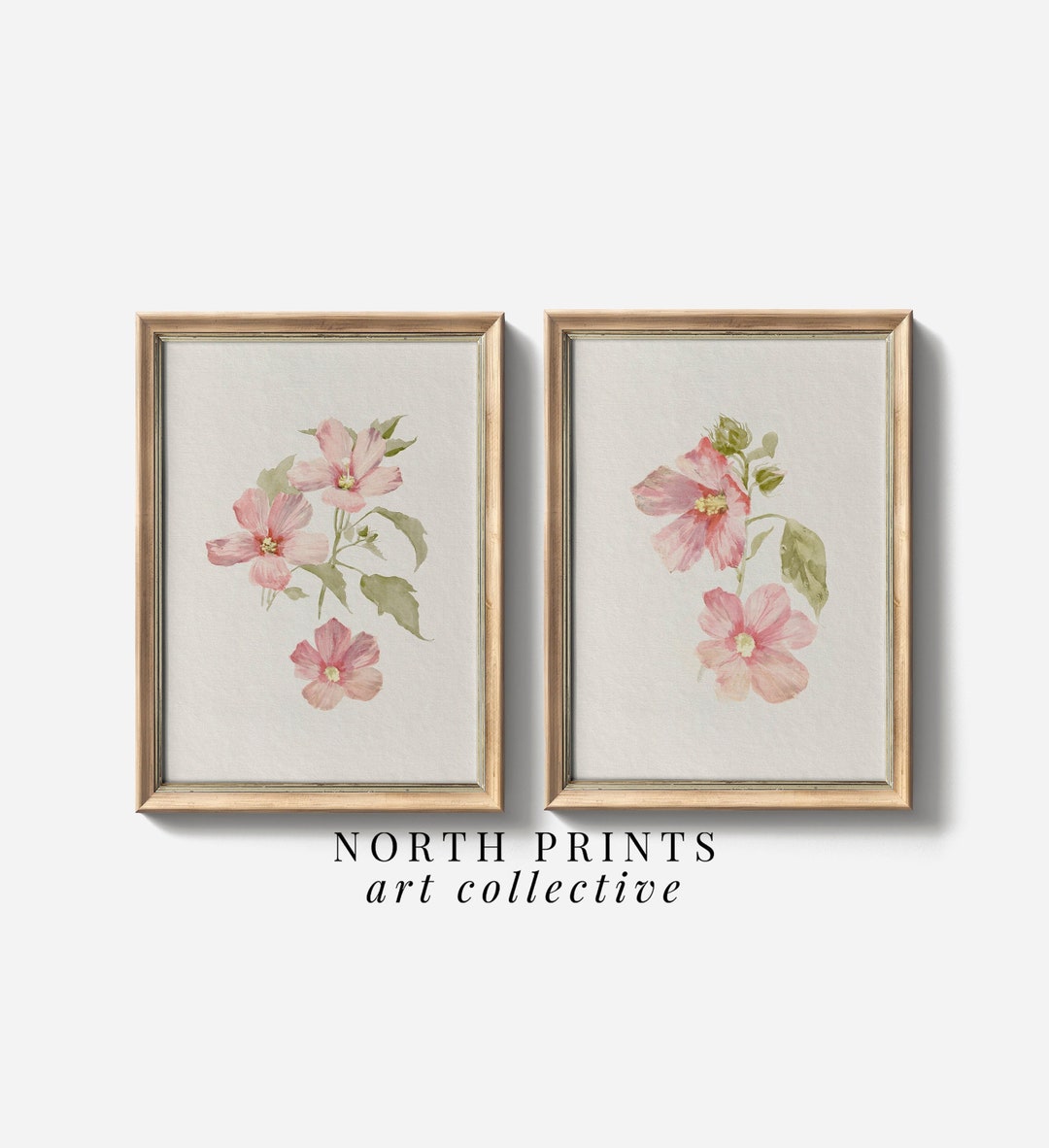 PRINTABLE Pink Flower Wall Art Gallery Set, Pink Botanical Country ...