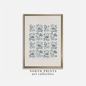 Arte de pared imprimible con diseño de pájaros azules para guardería, decoración de habitación infantil, impresión artística para sala de juegos, descarga digital, North Prints 7-98
