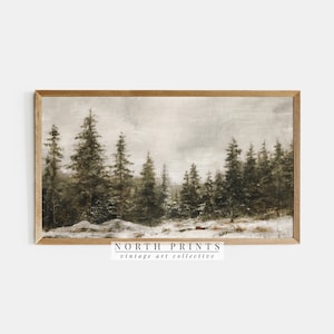 Winter Forest Painting for Samsung Frame TV: Christmas Pine Trees (Digital Download) TV365