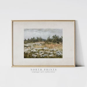 Vintage Summer Landscape Painting | Country Muted Green PRINTABLE Downloadable | 5-50