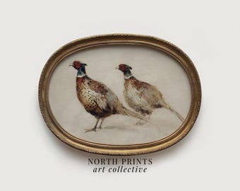 Rustic Wildlife Pheasant Wall Art, Vintage Game Bird Painting, Autumn Country Lodge Hunting Decor (PRINTABLE Digital Download) A-88