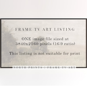 May include: A framed digital art listing with the text "FRAME TV ART LISTING." The image file is sized at 3840x2160 pixels (16:9 ratio). The listing is not suitable for print. The bottom of the frame reads "NORTH PRINTS | FRAME TV ART."