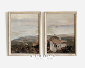 Mediterranean Coastal Landscape Painting Set: Warm Tones (Printable Digital Download) S2-84