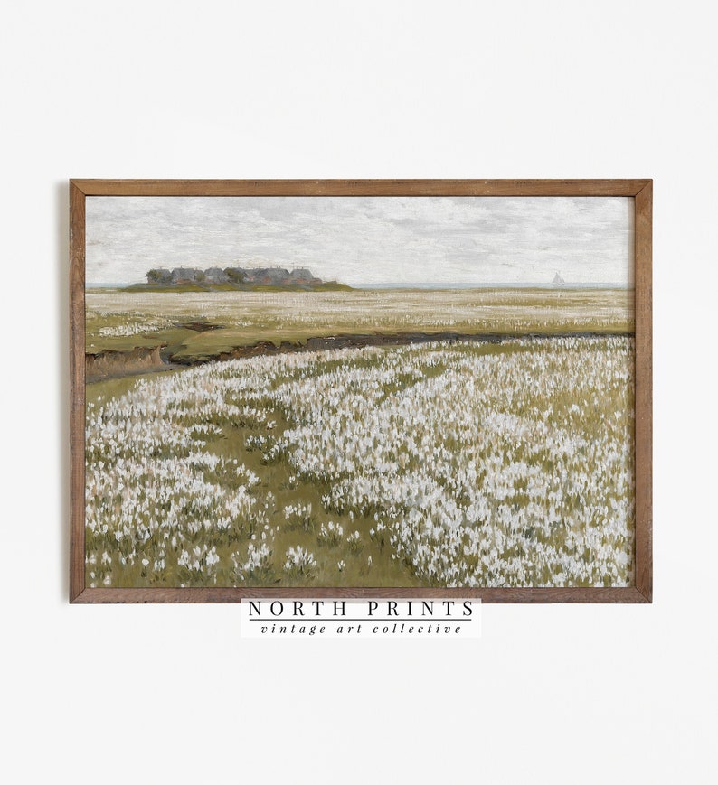 Spring Meadow Painting Vintage Landscape Print Country Field PRINTABLE Digital Download North Prints 990 image 4