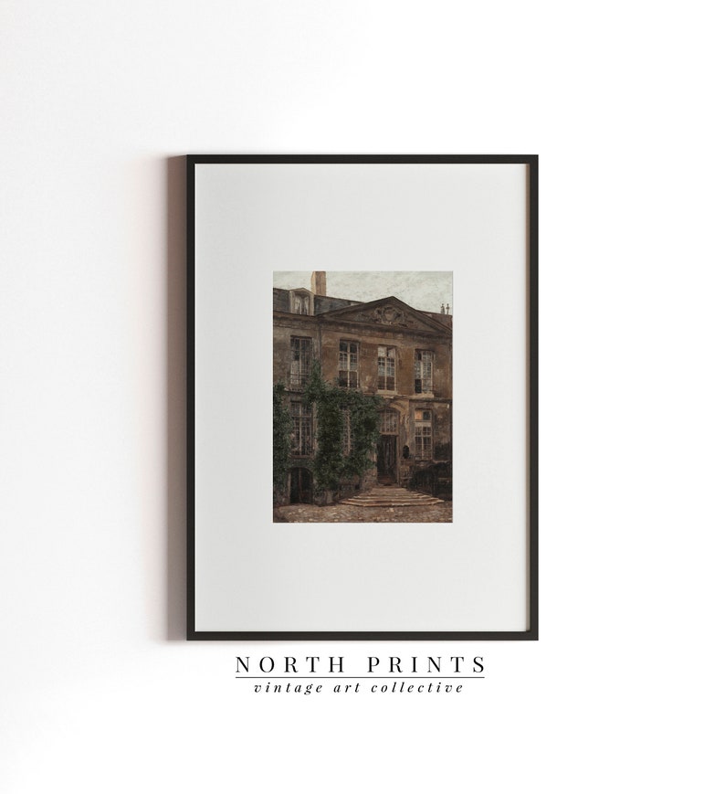 Vintage French Wall Art Dark Architecture Oil Painting Etsy