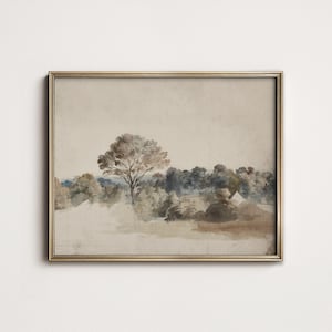 Antique Rustic Muted Landscape Painting | Vintage Neutral Wall Art | PRINTABLE Digital Download | North Prints 5-26