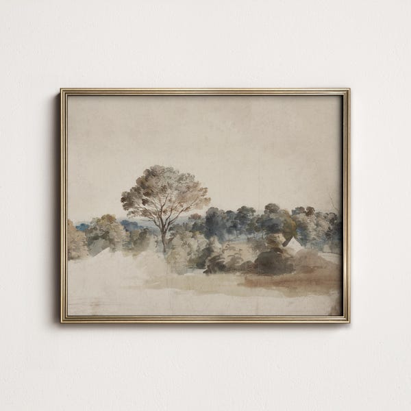 Peinture ancienne de paysage campagnard : oeuvre d'art murale de la ferme (téléchargement numérique imprimable) 5-26