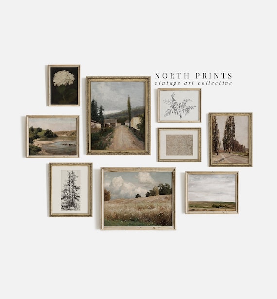 Printable Vintage Gallery Wall Art SET | Antique Prints Warm Aesthetic Downloadable DIGITAL | S9-7