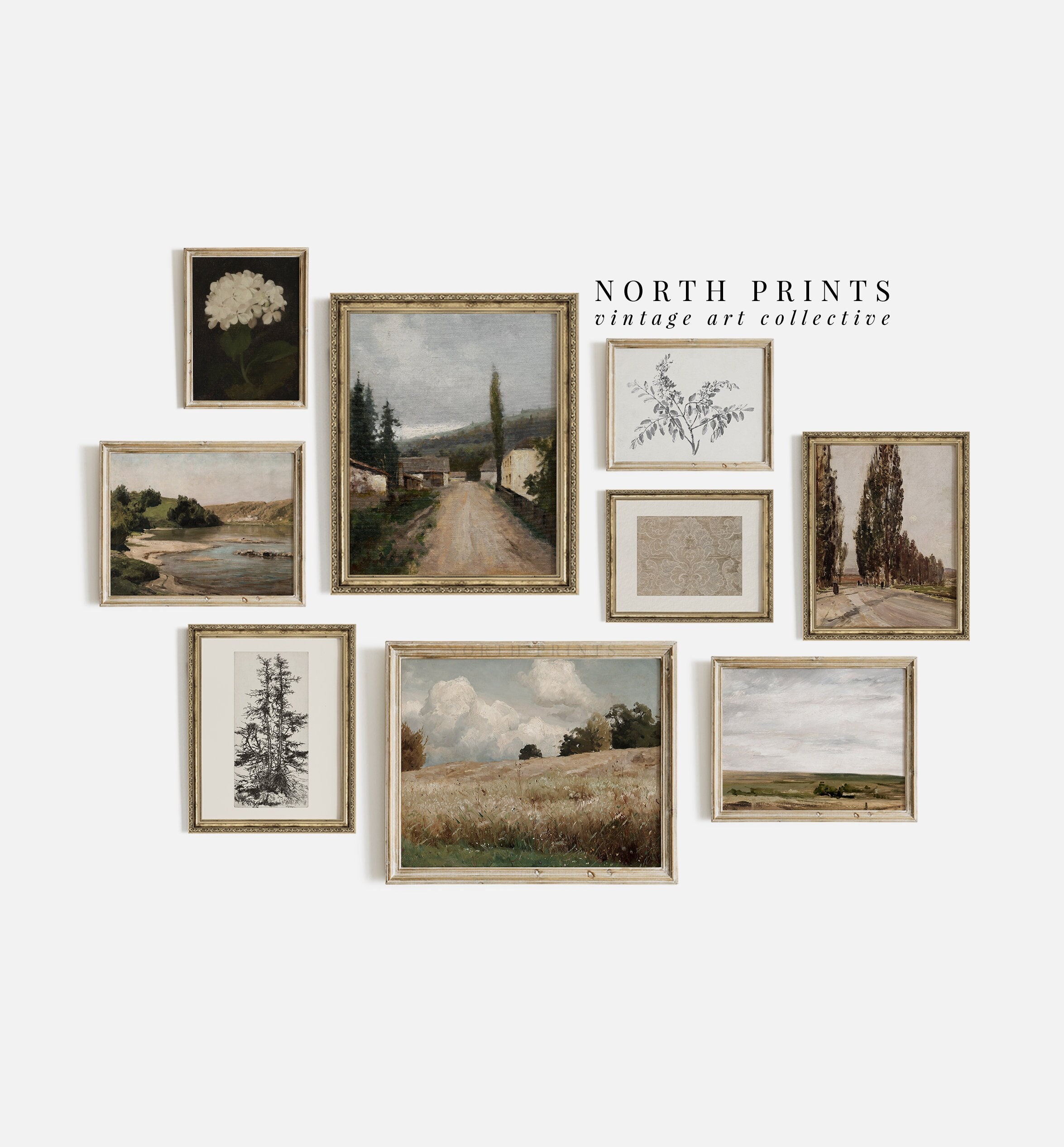 Printable Vintage Gallery Wall Art SET Antique Prints Warm - Etsy