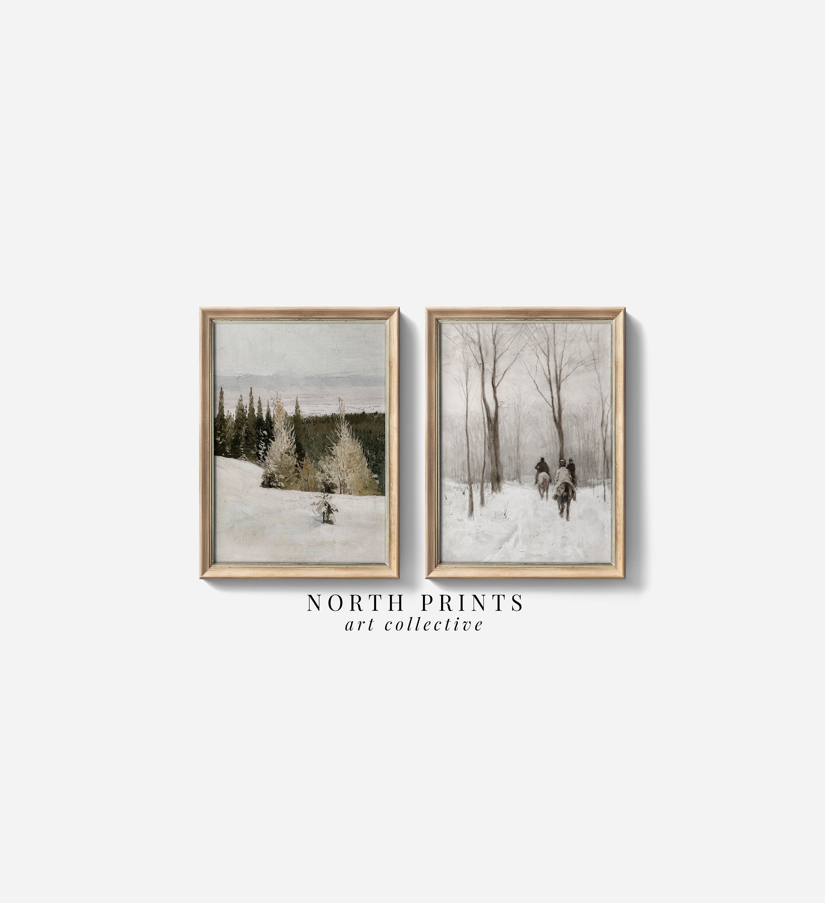 Winter Landscape Art Print Set: Vintage Holiday Curated Gallery Set ...