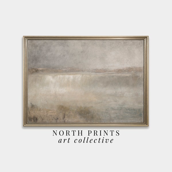 PRINTABLE Vintage Abstract Tonal Painting of Niagara Falls | Neutral Aesthetic Digital Downloadable Art Print | North Prints Art 6-159