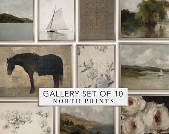 Heritage Gallery Wall Art Collection, Classic Landscape & Floral Digital Art Set of 10, PRINTABLE Digital Download North Prints S10-33