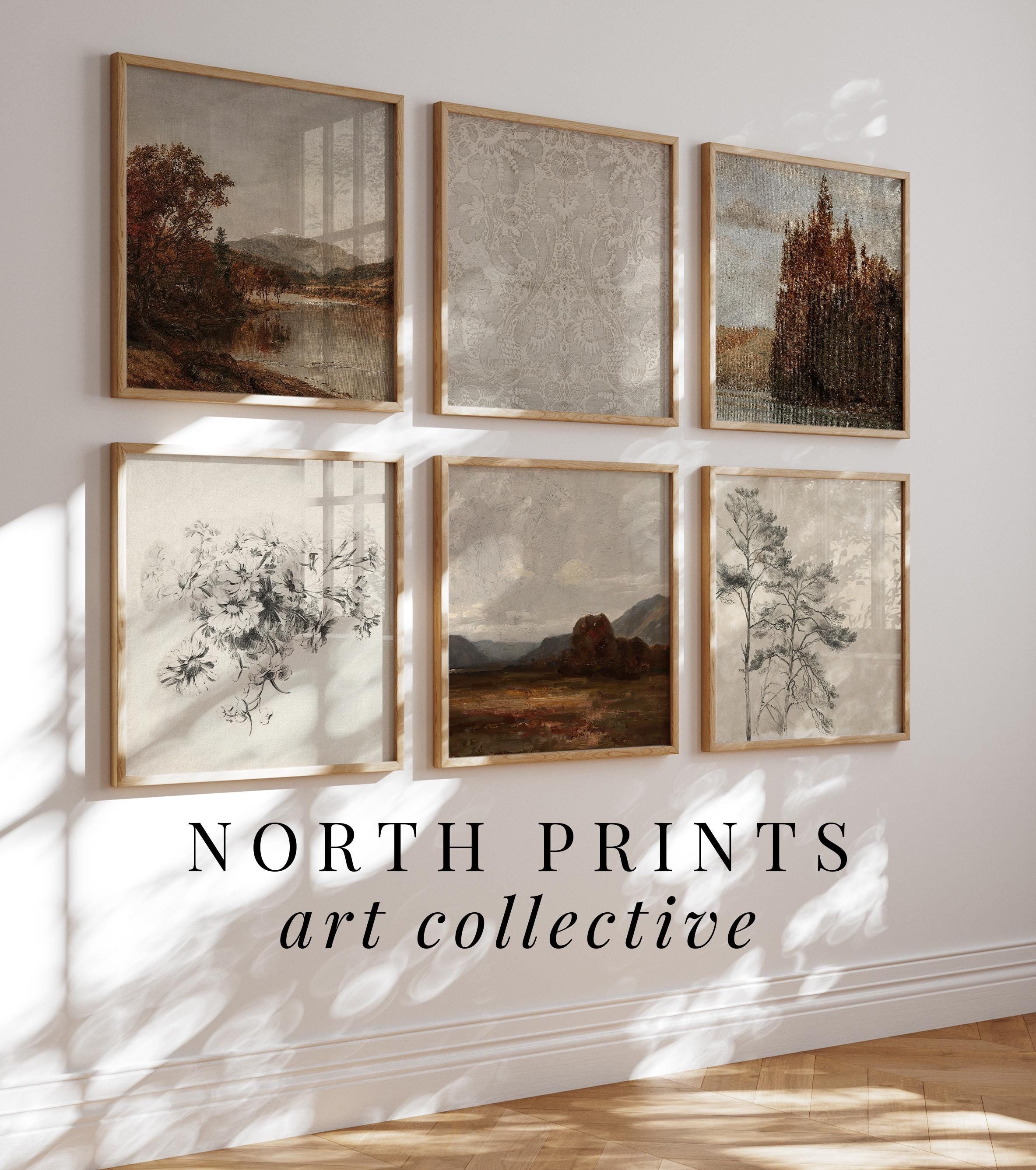 Vintage Autumn Gallery Wall Art SET of 6 | Square Art Prints | Moody Farmhouse Decor | PRINTABLE DOWNLOAD North Prints S6-11