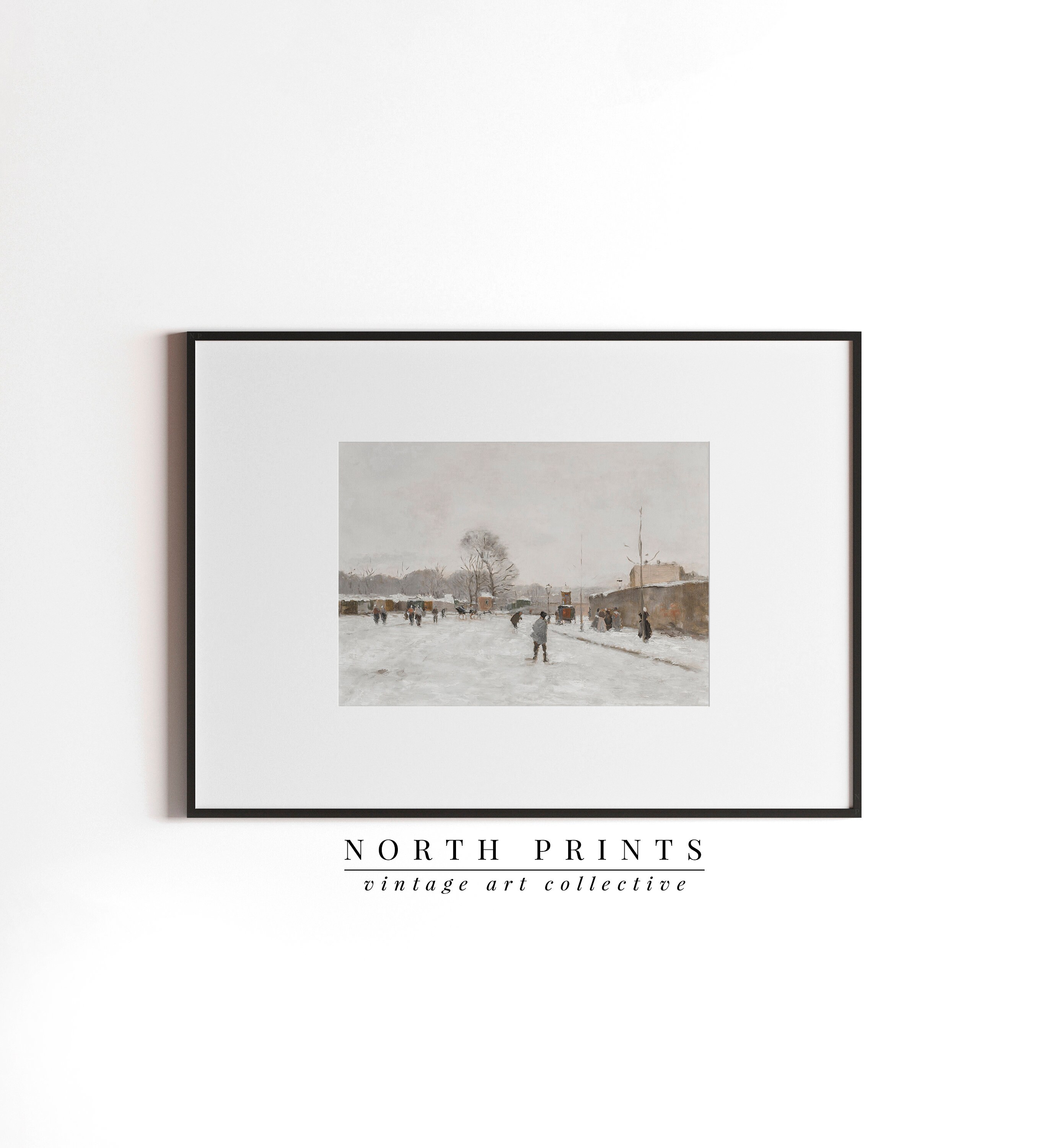 Vintage Winter Scene Wall Art Neutral Christmas Holiday Etsy