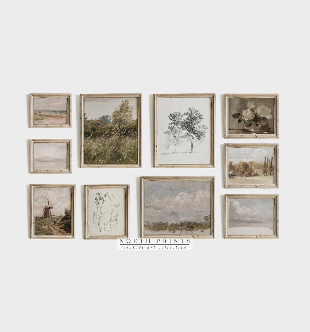 Gallery Wall SET Vintage Wall Art Muted Country Home Decor PRINTABLE ...