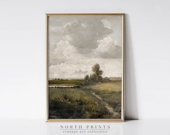 Rustikale Landhaus Kunst | Vertikale Landschaftsmalerei | Vintage Herunterladbare Norddrucke | DRUCKBARE Kunstdruck | 5-213