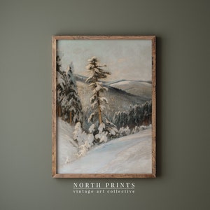 Rustic Winter Painting Vintage Forest Landscape Art Print - Etsy