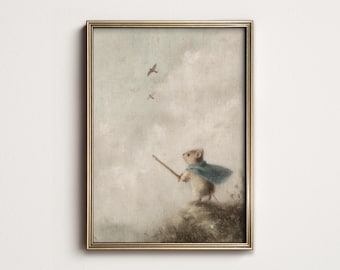 Brave Mouse Art Print: Storybook Nursery Decor (Digital PRINTABLE Download) ST-07