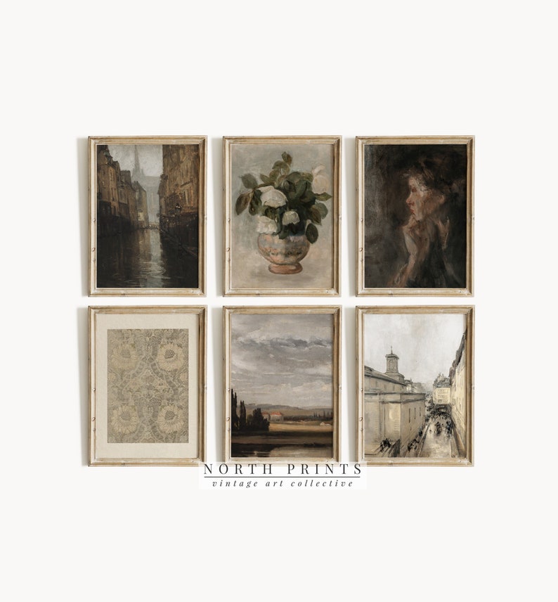 Vintage Moody European Gallery Wall Print SET | French Country Art Prints | Digital PRINTABLE | S6-15 image 1