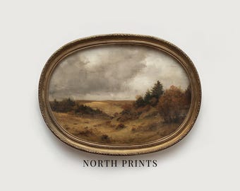 Vintage Autumn Countryside Print, Moody Fall Landscape Wall Art, Classic Rustic Nature Decor PRINTABLE Digital Art Download A2-01