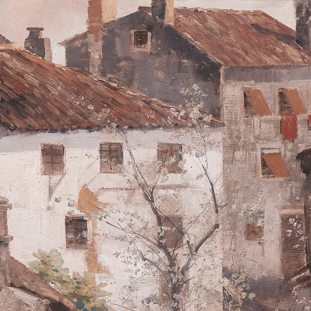 Vintage Painting European Village Print Architecture Etsy