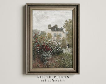 Vintage Rose Garden Painting: English Cottage Printable Art (Digital Download) 6-36