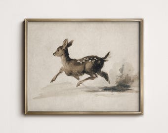 Woodland Fawn Watercolor Print: Rustic Nursery Art (Digital Download PRINTABLE) 10-24
