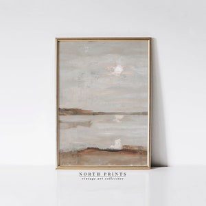 Muted Beach Scene Oil Painting | Warm Tone Bathroom Decor | North Prints Downloadable PRINTABLE Digital Art Print | 5-202