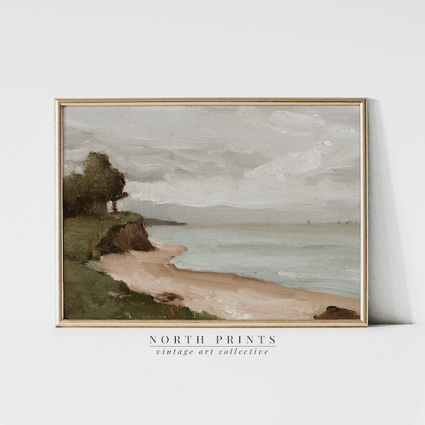 Vintage Coastal Oil Painting | Beach House Wall Art | PRINTABLE Download Art | 1154