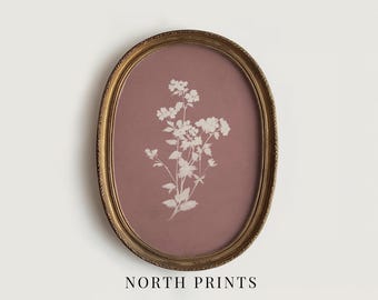Heritage Botanical Study, Warm Rose Mauve Wild Flower Wall Decor PRINTABLE Digital Download North Prints 11-133