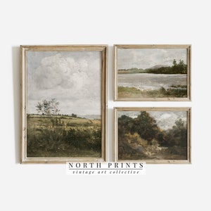 Lot de 3 peintures de la galerie vintage de paysages champêtres (impression numérique) S3-29