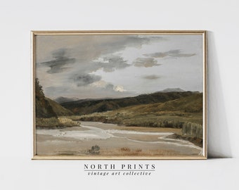 Warm Moody Landscape Painting | River Scenery Art Print | Digital PRINTABLE Download | 1050