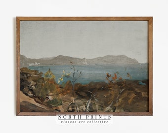 Rustic Lake Print | Vintage Coastal Oil Painting | Antique PRINTABLE Digital Art | 786
