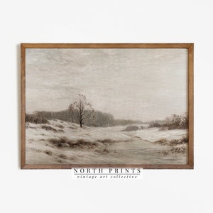 Vintage Winter Landscape Print | Neutral Muted Art Digital PRINTABLE North Prints | 826