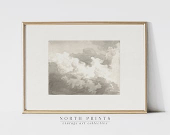 Estudio de nubes / Pintura vintage / Boceto minimalista de cielo Descargable IMPRIMIBLE #395