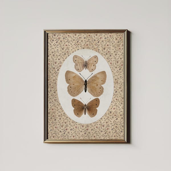 Vintage Butterfly Print: Cottagecore Neutral Wall Art (Digital Download Printable) 7-194