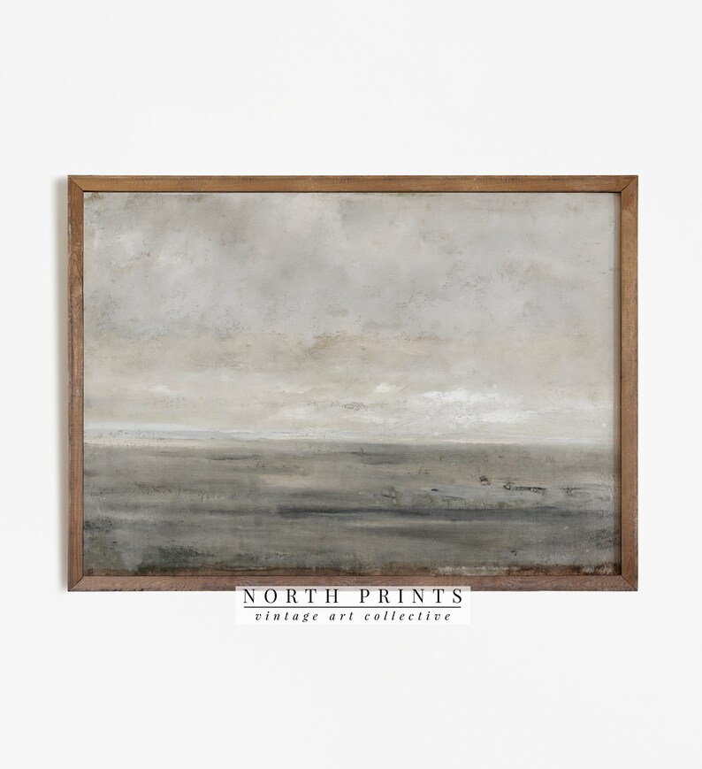 Minimalist Coastal Landscape Painting Muted Seascape Painting 
