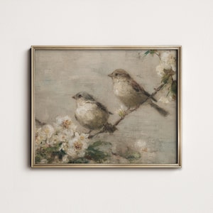 Decorazione murale con uccelli STAMPABILE, decorazione da parete per camera da letto in stile cottagecore neutro, dipinto di uccelli in stile shabby chic per cameretta dei bambini, stampe digitali scaricabili North 9-167