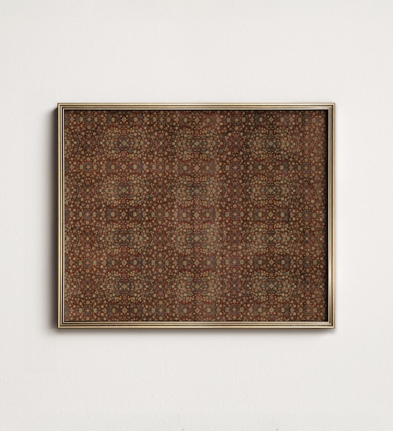 Antique Persian Rug Art Print: Rust & Gold Tapestry (Digital PRINTABLE Downloadable Art) 10-125