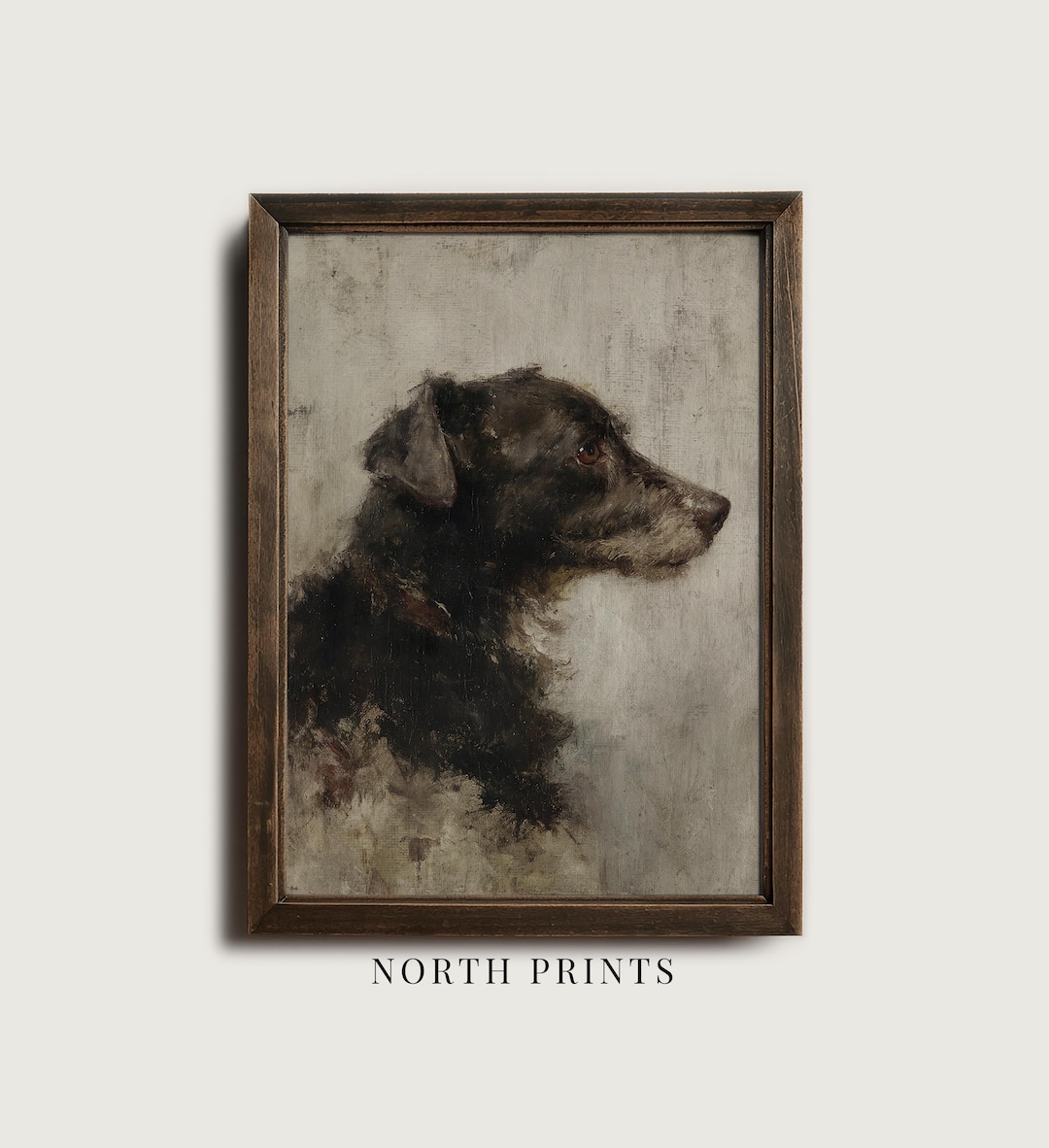 Vintage Dog Portrait Painting, Moody Rustic Pet Art PRINTABLE Wall ...