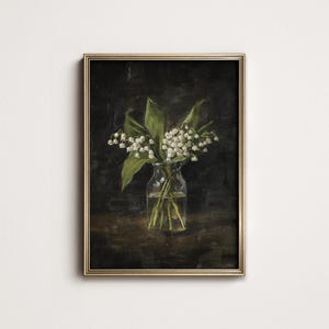 May Birth Flower Lily of the Vally Botanical Painting, White Spring Floral Art Print, Downloadable Digital Wall Decor North Prints 8-198