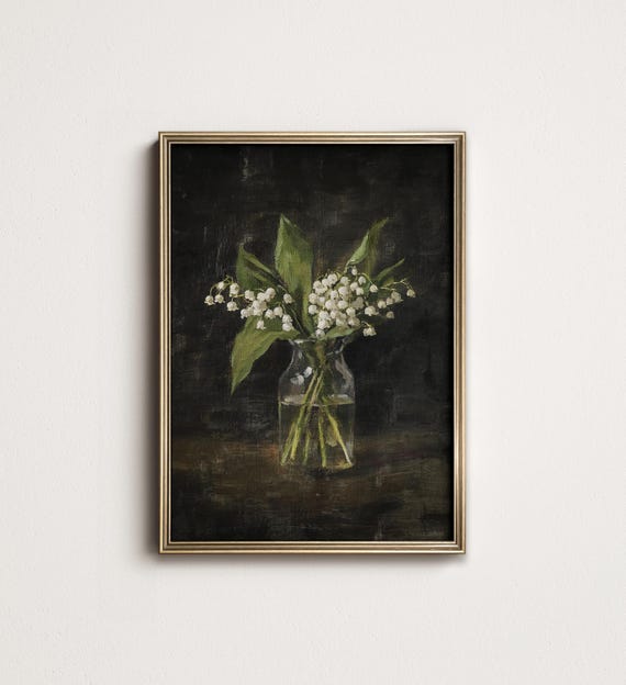Printable Lily of the Valley Painting: May Birth Flower Botanical Art (Digital Download) 8-198