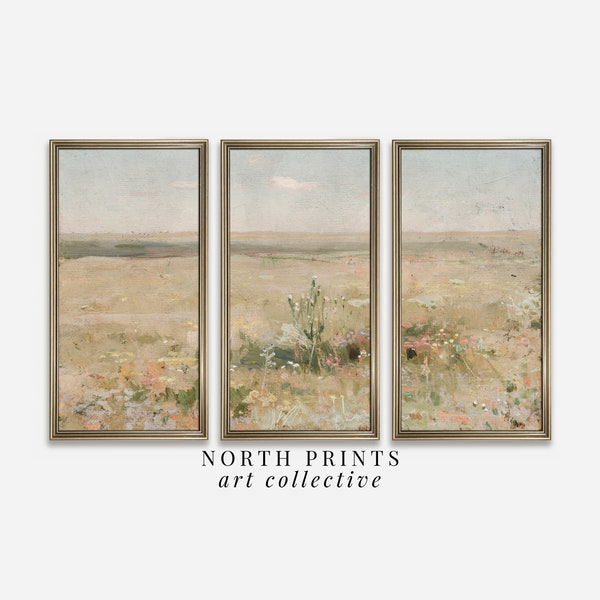 PRINTABLE Triptych Wall Art Set Spring Landscape | Set of Three Panel Nursery Wall Art Decor | North Prints Digital Downloadable | S3-42