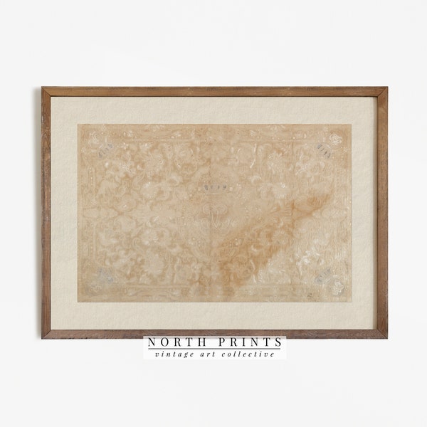 Antique Tapestry Wall Art PRINTABLE | Neutral Horizontal Textile Print | Eclectic Art Download North Prints 4-152