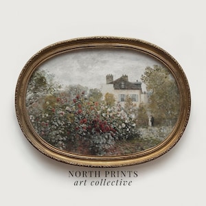 Vintage Cottage Rosengarten Malerei: Land Landschaft Kunst (druckbare digitaler Download) 4-109